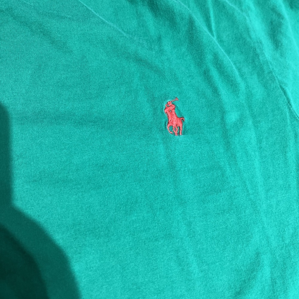 Polo Ralph Lauren Men;s T-Shirt SZ L Crewneck Cotton Green Red Pony - Picture 2 of 8
